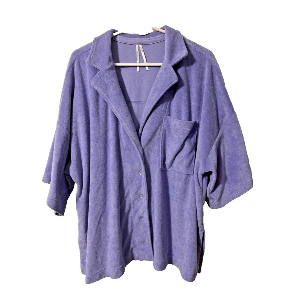 Anthropologie Oversized Button Down Terry Cloth Lilac Purple Size XL